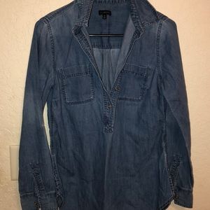Talbots half button Denim top